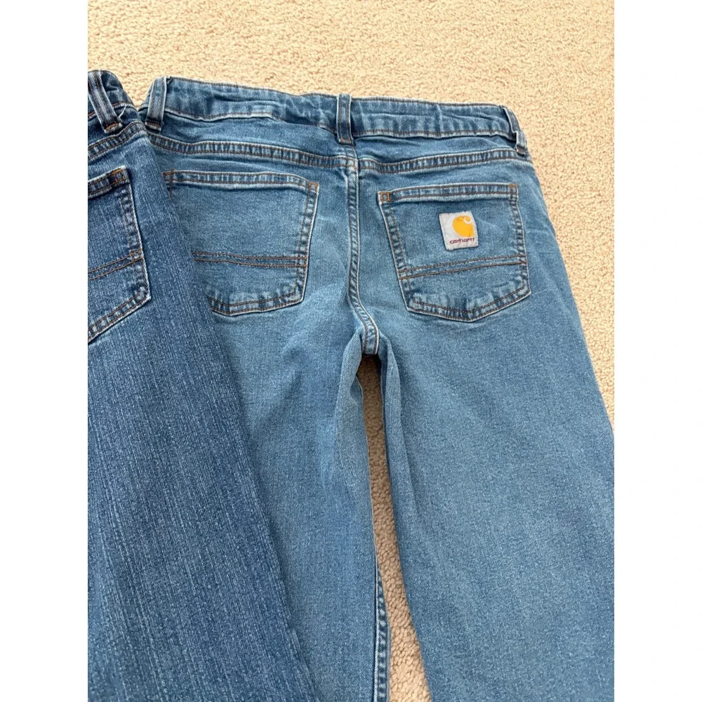Bundle of 4 - Carhartt Kid Jeans Size 12 Denim Bootcut Adjustable Waist BD8374-B